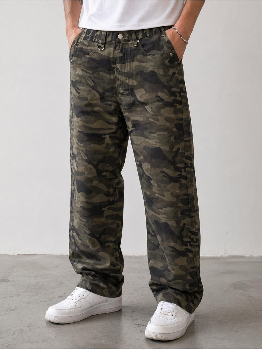 STARRED Camouflage Pants Men’s Size L | 100% Cotton | Straight Leg Camo New